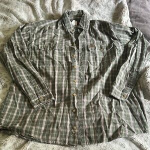 Wrangler Green Plaid Button-Up Shirt like new